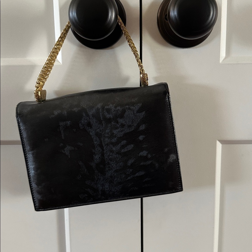 Vintage Black Leather Handbag - Picture 3 of 6